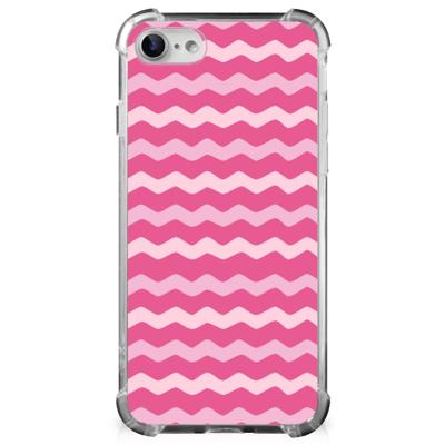 iPhone SE 2022/2020 | iPhone 8/7 Doorzichtige Silicone Hoesje Waves Pink iPhone SE 2022/2020 | iPhone 8/7 Doorzichtige Silicone Hoesje Waves Pink