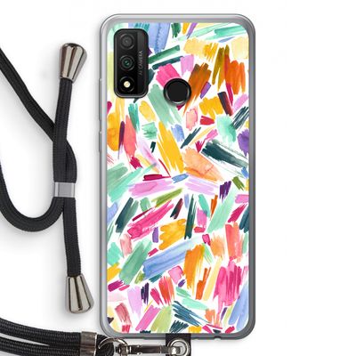 Watercolor Brushstrokes: Huawei P Smart (2020) Transparant Hoesje met koord