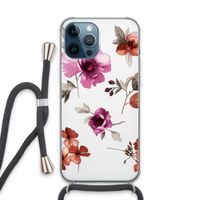 Geschilderde bloemen: iPhone 13 Pro Max Transparant Hoesje met koord