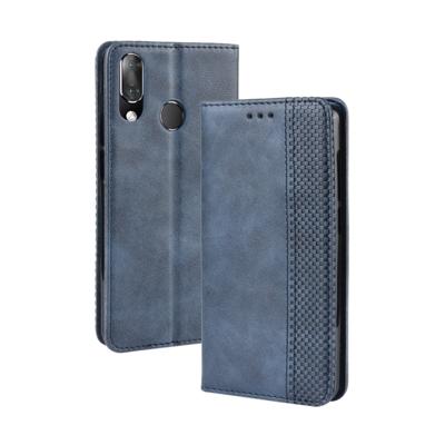 Magnetische Buckle retro Crazy Horse textuur horizontale Flip lederen case voor Vodafone Smart X9 met houder & kaartsleuven & fotolijstjes (blauw)
