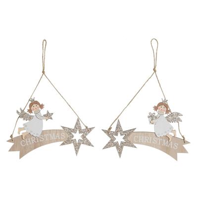 Ophangdecoratie DKD Home Decor Wit Gouden Hout 22,5 x 0,5 x 15 cm (2 Stuks)