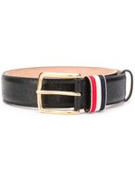 Thom Browne ceinture grainée à détails rayés - Noir