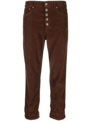 DONDUP pantalon en velours côtelé à coupe courte - Marron