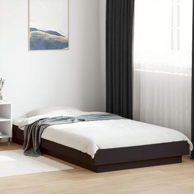 Bedframe met LED-verlichting bewerkt hout zwart 75x190 cm