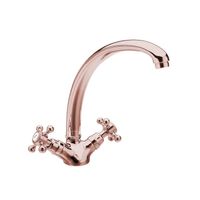 Wastafelmengkraan Sapho Antea 2-knop Gebogen Uitloop 26.5 cm Rose Goud Sapho