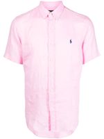 Polo Ralph Lauren chemise en lin à logo Polo Pony - Rose - thumbnail