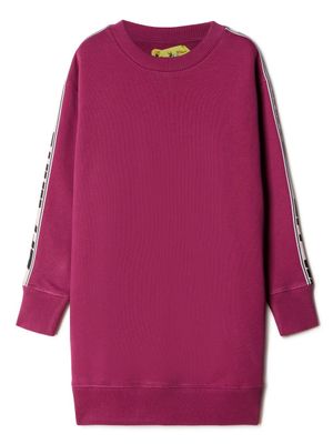 Off-White Kids robe-sweat en coton à bandes logo - Rouge