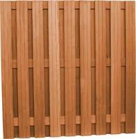 Woodvision hardhouten schutting geschaafd 20-planks 14mm recht verticaal 180x180cm betonsysteem