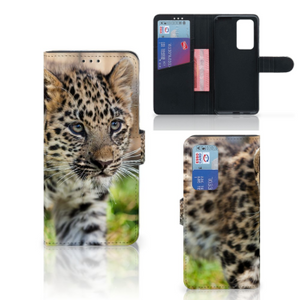 Huawei P40 Pro Telefoonhoesje met Pasjes Baby Luipaard