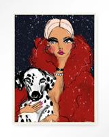 Urban Cotton Wandkleed 'Dotted Doggy' 145 x 190cm in Floating Frame - off white
