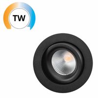 LED inbouwspot zwart Junistar Tunable White 2000 - 4000K 460 lumen 6,5W instelbare lichtkleur en dimbaar