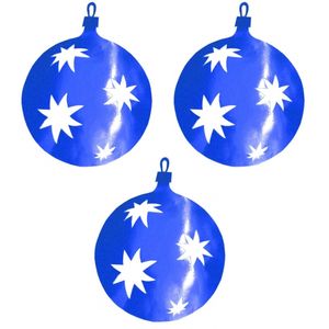 3x stuks kerstballen hangdecoratie blauw 40 cm van karton