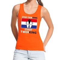 Oranje Stop thinking start twerking tanktop / mouwloos shirt dam - thumbnail