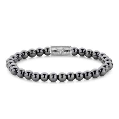 Rebel and Rose RR-6DV02-S Rekarmband Beads Grey Silver Shine DV 6 mm
