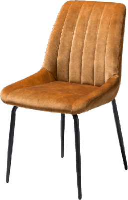 Stoel Remon - 4 pootjes zwart - stof karese okergeel Happy@home