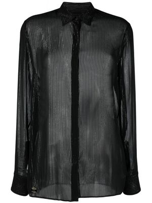 Philipp Plein chemise boutonnée à effet de transparence - Noir