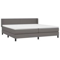 vidaXL Boxspring met matras kunstleer grijs 200x200 cm - thumbnail