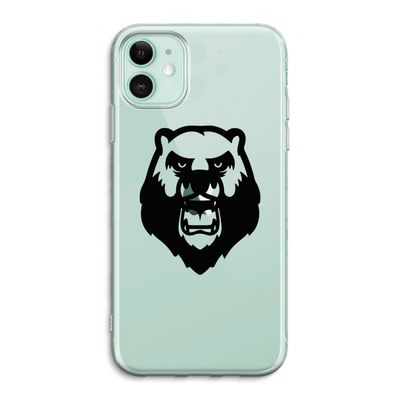 Angry Bear (black): iPhone 11 Transparant Hoesje