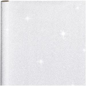 Cadeaupapier rol - 2x stuks - zilver - glitters - 300 x 50 cm - inpakpapier