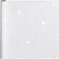 Cadeaupapier rol - 2x stuks - zilver - glitters - 300 x 50 cm - inpakpapier