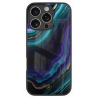 iPhone 16 Pro glazen hardcase - Smaragd paars groen