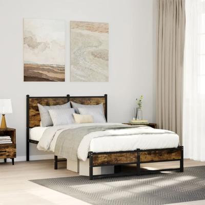 Bedframe zonder matras metaal gerookt eikenkleurig 120x190 cm