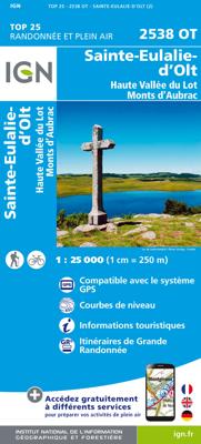 Wandelkaart - Topografische kaart 2538OT Ste-Eulalie-d'Olt - Hte Vallée du Lot - Mt d'Aubrac | IGN - Institut Géographique National