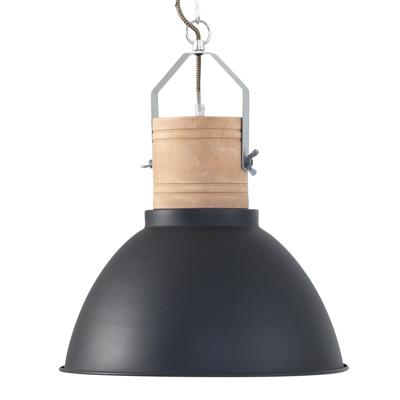 Steinhauer Landelijke hanglampDenzel 38 38cm zwart met hout - 7781ZW