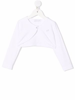 Monnalisa cardigan crop à logo - Blanc