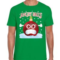 Fout kerstborrel t-shirt / kerstshirt Angry balls groen voor heren 2XL (56)  - - thumbnail