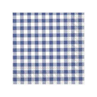 Servetten Vichy Karo - 20x stuks - 3-laags - blauw/wit geblokt - 33 x 33 cm - Lente/pasen