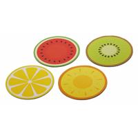 Ronde fruit placemats - set van 4 - tropische prints - 30 cm - onderleggers