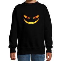 Monster gezicht halloween verkleed sweater zwart voor kinderen - thumbnail