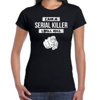 Serial killer halloween verkleed t-shirt zwart voor dames - thumbnail