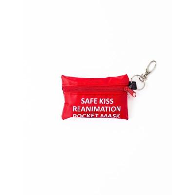 Beademingsmasker in rood tasje - sleutelhanger - Beademingsmasker sleutelhanger rood