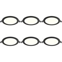 LED Downlight Inbouwspot Dimbaar 6 Stuks - Brinton Thin - 12W 1120lm 120° Bundelhoek - Natuurlijk Wit 4000K - IP40 - Rond - Zwart - Ø170mm Buitenmaat - Ø150mm Zaagmaat