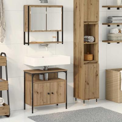 Badkamermeubelset 2 pcs Bruin 60 x 30 x 60 cm Bewerkt hout
