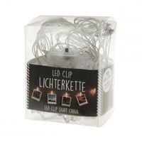 6x stuks kerstkaarten ophangen lichtslingers met Led knijpertjes 150 cm