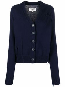 Maison Margiela cardigan effet-usé à col v - Bleu