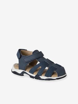 Sandalen voor jongens van leer met gesp veel blauw