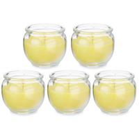 Citronella kaars in houder - 5x - glas - 20 branduren - D7.5 x H6 cm - thumbnail