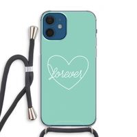 Forever heart pastel: iPhone 12 Transparant Hoesje met koord