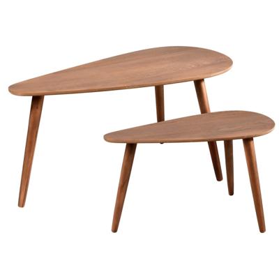 Bijzettafel/plantenstandaard set - 2-delig - lichtbruin - MDF hout - 60 x 30 x 35 cm en 80 x 40 x 40