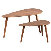 Bijzettafel/plantenstandaard set - 2-delig - lichtbruin - MDF hout - 60 x 30 x 35 cm en 80 x 40 x 40