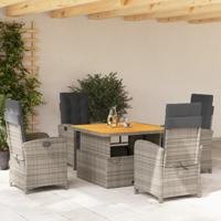 5-delige Tuinset met kussens poly rattan grijs