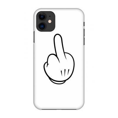 Middle finger white: Volledig geprint iPhone 11 Hoesje