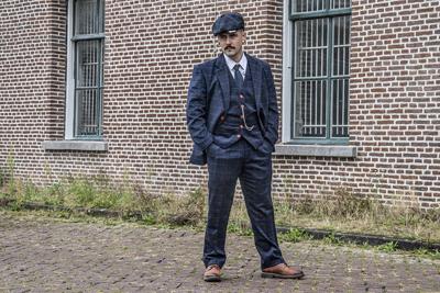 Maatpak Voor Heren | 3-delig Pak | Marineblauw Overcheck Twill | Arthur Shelby | Peaky Blinders | Peaky Blinders