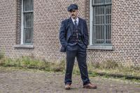 Maatpak Voor Heren | 3-delig Pak | Marineblauw Overcheck Twill | Arthur Shelby | Peaky Blinders | Peaky Blinders