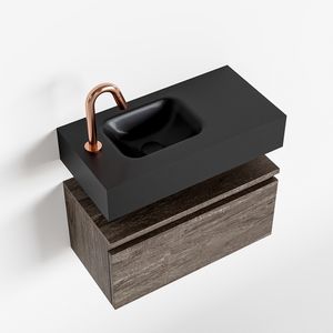 Toiletmeubel Mondiaz Andor | 60 cm | Meubelkleur Dark brown | Lex vrijhangend wastafel Urban Links | 1 kraangat