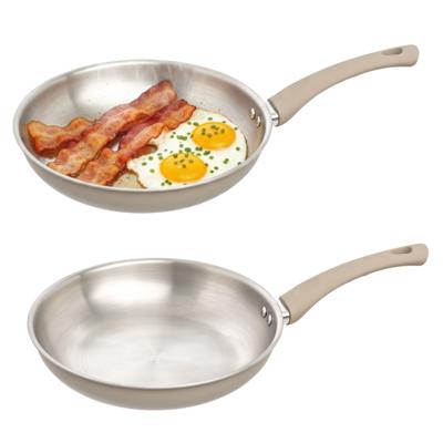 5Five koekenpan Paris - 2x - D26 cm - RVS - aluminium - beige/zilver - pannen